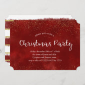 バーガンディグリッタークリスマスパーティ招待状 シーズンカード (正面/裏面)