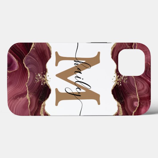 バーガンディグリッター大理石ケース – メイトiPhoneケース Case-Mate iPhoneケース (裏面 (横))