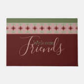 バーガンディグリーンとピンク ドアマット (正面)