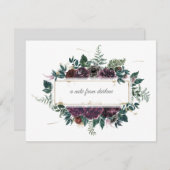 バーガンディグレーグリーン水彩フローラフレーム ノートカード (正面/裏面)