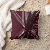 バーガンディグレー&ホワイトクライスクロスリボンデザイン クッション (ブランケット)