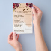 バーガンディゲストブライダルシャワーゲームカードを検索 チラシ (ハンドル)