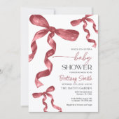 バーガンディコケットボウベビーシャワー招待状 招待状 (正面)