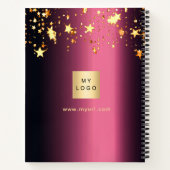 バーガンディゴールドの星 ビジネス ロゴ ノートブック (裏面)