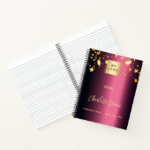 バーガンディゴールドの星 ビジネス ロゴ ノートブック (内部)