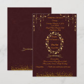 バーガンディゴールドの結婚式詳細カード エンクロージャーカード (正面/裏面)