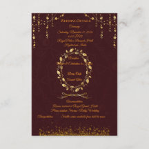 バーガンディゴールドの結婚式詳細カード