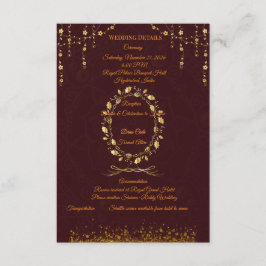 バーガンディゴールドの結婚式詳細カード エンクロージャーカード