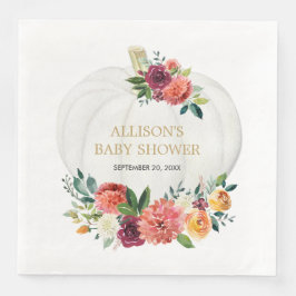 バーガンディゴールドの花柄ホワイトパンプキン