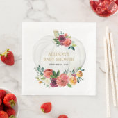 バーガンディゴールドの花柄ホワイトパンプキン (インサイチュ)