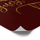 バーガンディゴールドの飾り文字のゲストブック ポスター (角)