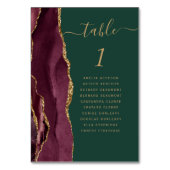 バーガンディゴールドアゲートエメラルドグリーンウェディング テーブルナンバー (裏面)