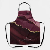 バーガンディゴールドアゲートジオードゴールドモノグラム エプロン (正面)