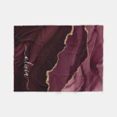 バーガンディゴールドアゲートジオードゴールドモノグラム フリースブランケット (正面(横))