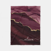 バーガンディゴールドアゲートジオードゴールドモノグラム フリースブランケット (正面)