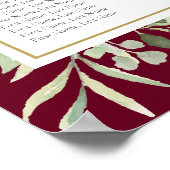 バーガンディゴールドグリーンの結婚式席次表 ポスター (角)