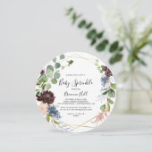 バーガンディゴールドジオメトリックベイビースプリンクル 招待状 (スタンド正面)