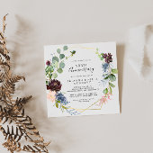 バーガンディゴールドジオメトリック50周年結婚記念日 招待状