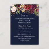 バーガンディゴールドネイビーコンフェッティフラワーのウェディングホテル エンクロージャーカード (正面)