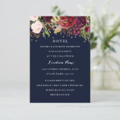 バーガンディゴールドネイビーコンフェッティフラワーの結婚式場 エンクロージャーカード (スタンド正面)