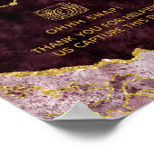 バーガンディゴールドホイルアゲートフォトブース結婚式看板 ポスター (角)