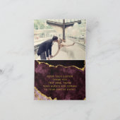 バーガンディゴールドホイルアゲート大理石感謝フォト サンキューカード (内部)