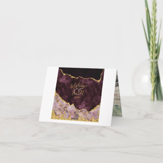 バーガンディゴールドホイルアゲート大理石感謝写真 サンキューカード (裏面)