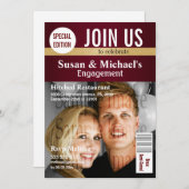 バーガンディゴールドマガジンエンゲージメント 招待状 (正面/裏面)