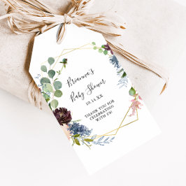 バーガンディゴールド幾何学ベイビーシャワー ギフトタグ