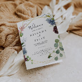 バーガンディゴールド幾何学折り紙ウェディング プログラム