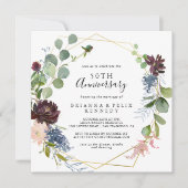 バーガンディゴールド幾何学模様 50周年結婚記念日 招待状 (正面)