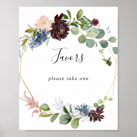 バーガンディゴールド幾何学的好意サイン ポスター (正面)