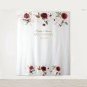 バーガンディゴールド フラワーの卒業写真ブース小道具 タペストリー (正面)