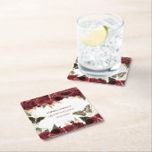 バーガンディゴールド フラワーバタフライ キンセアニエラ スクエアペーパーコースター (インサイチュ)