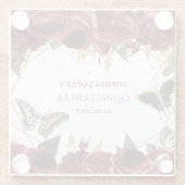 バーガンディゴールド フラワーバタフライ キンチアネラ ガラスコースター (裏面)