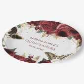 バーガンディゴールド フラワーバタフライ キンチアネラ ペーパープレート (アングル)