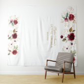 バーガンディゴールド フラワーブライダルシャワー フォトブース タペストリー (インサイチュ(横))