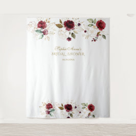 バーガンディゴールド フラワーブライダルシャワー フォトブース タペストリー