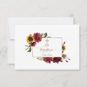 バーガンディサンフラワーグラシアスコンオルギオンバウティゾ サンキューカード (裏面)