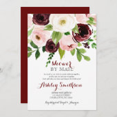 バーガンディシャワーバイメールブライダルシャワー 招待状 (正面/裏面)