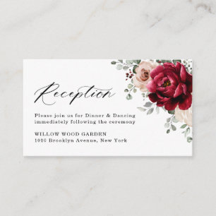 バーガンディシャンパンアイボリー モーブ 結婚式の披露宴 エンクロージャーカード