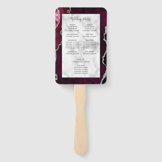 バーガンディシルバーアガテマーブル結婚式 プログラム ハンドファン (裏面)