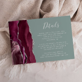 バーガンディシルバーアゲートセージ結婚グリーン詳細 エンクロージャーカード