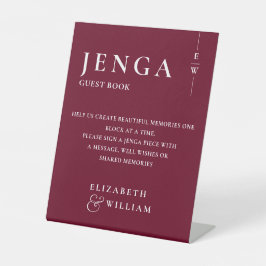 バーガンディジェンガ ゲストブック ミニマリスト モダン 台座サイン