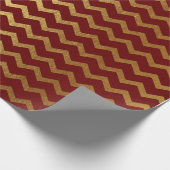 バーガンディストライプ金ゴールドラインジグザグシェブロン ラッピングペーパー (角)