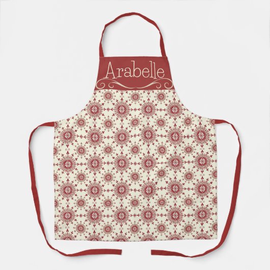 バーガンディスノーフレークonクリームエプロン エプロン (正面)