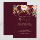 バーガンディスパークリングマルサラ結婚式招待状 招待状 (正面/裏面)