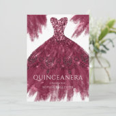 バーガンディスパークルドレスガウンエレガントキンセアニェラ 招待状 (スタンド正面)