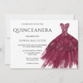 バーガンディスパークルドレスガウンエレガントキンセアニェラ 招待状 (裏面)