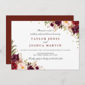 バーガンディスパークルフローラリハーサルディナー 招待状 (正面/裏面)